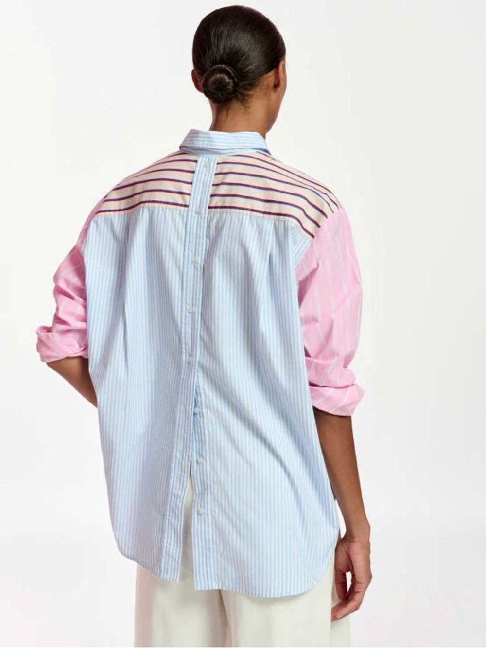 Essentiel Antwerp Striped Patchwork Button-Up Shirt size L - Picture 3 of 11